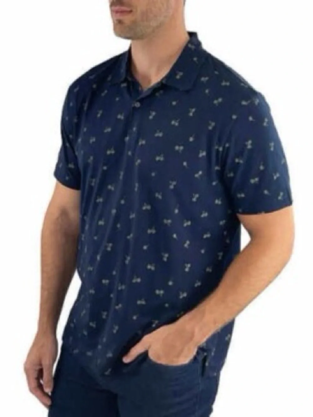 Jachs Hawaiian Tropical Palm Tree Pima Cotton Polo size XL Navy Blue